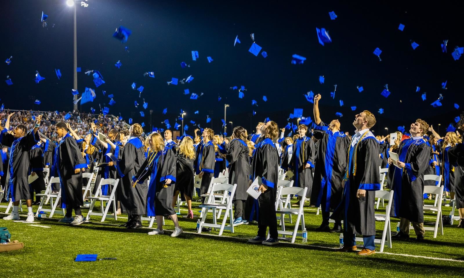 Students throw graduation caps